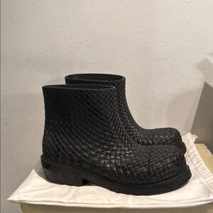 Bottega Veneta
Men's Fireman Intreccio Rubber Ankle Boots
